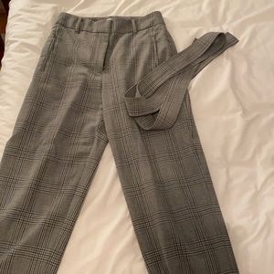 Wilfred Tie-Front Pant size 6, gray plaid